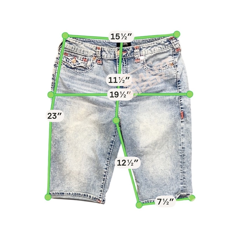 True Religion Riley Bermuda Shorts Mens 33 Light Blue Excellent Contrast Stitch - Picture 10 of 11